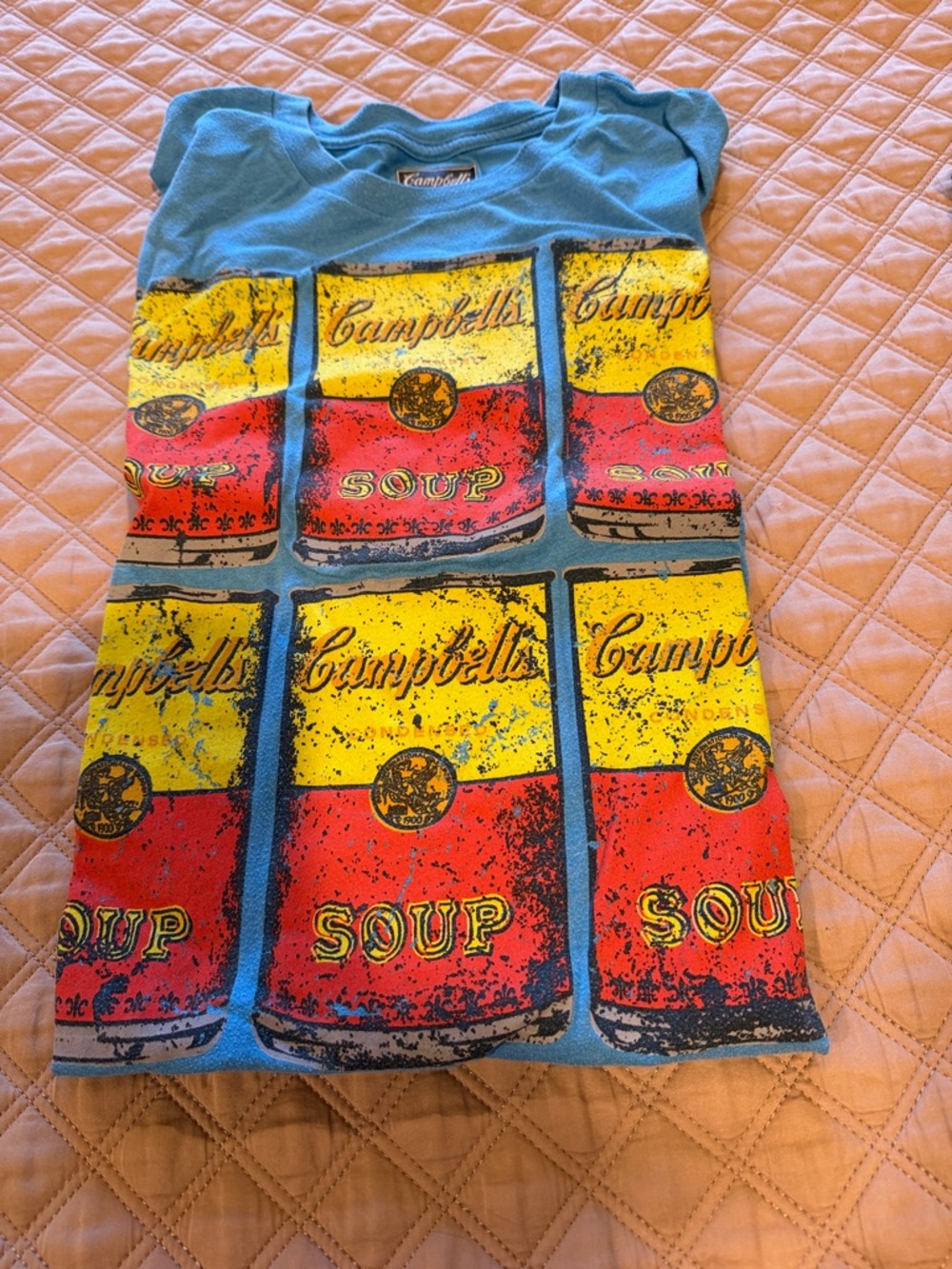 MensGraphic Tee in Light Blue with Red & Yellow Soup Can Print